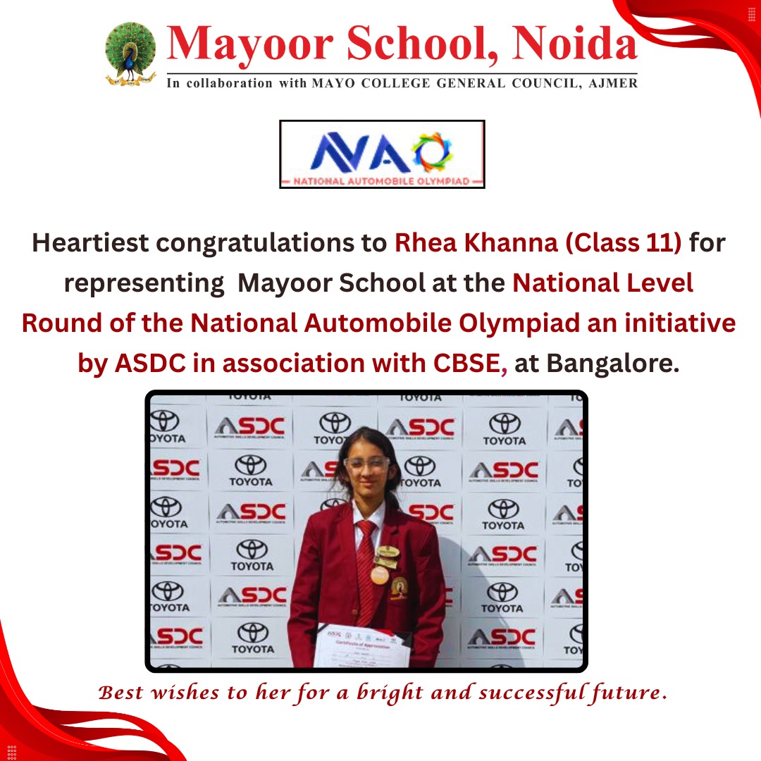 Driving Excellence: Rhea Khanna Represents Mayoor School